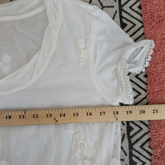 Sundance Laurentide Embroidered Floral Short Sleeve Tunic in White, sz Small - Picture 10 of 11